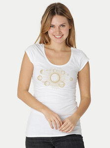 Roundneck-Shirt Damen Sonnensystem - Peaces.bio - handbedruckte Biomode