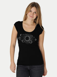 Roundneck-Shirt Damen Sonnensystem - Peaces.bio - handbedruckte Biomode