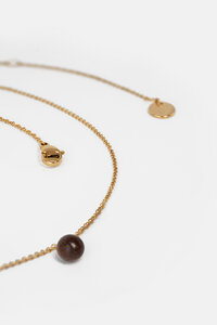 Halskette mit Perle aus Holz 'PEARL NECKLACE' // hochwertiger Edelstahl // - Kerbholz