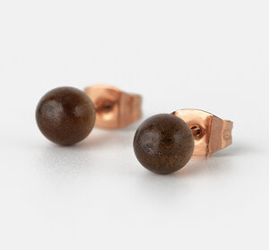 Ohrring mit Perle aus Holz 'PEARL EARRING' // hochwertiger Edelstahl // - Kerbholz