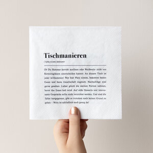 Papierservietten mit Spruch: Tischmanieren Definition - Packung mit 20 Stück - aemmi
