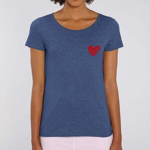 Frauen T-Shirt - indigo blau - Herz - Róka - fair clothing