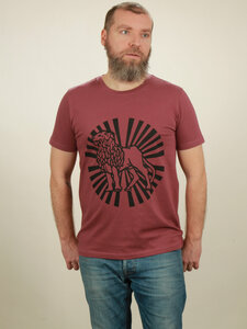 T-Shirt Herren - Lion Sun - berry - NATIVE SOULS