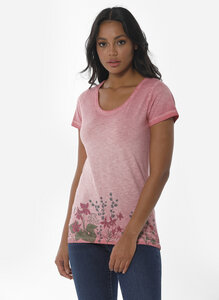 Cold Pigment Dyed T-Shirt aus Bio-Baumwolle mit Blume-Print - ORGANICATION