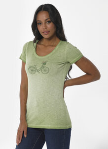 Cold Pigment Dyed T-Shirt aus Bio-Baumwolle mit Fahrrad-Print - ORGANICATION