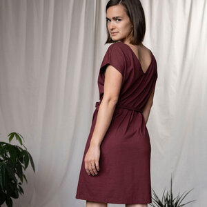 Vernanda - Jersey Kleid aus Biobaumwoll-Mix, Bordeaux/Navy - Vresh Clothing