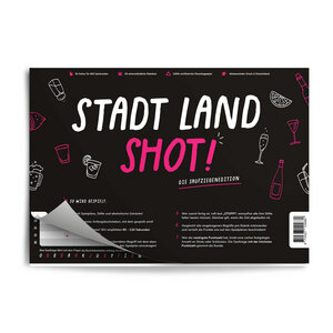 Stadt Land Shot - Spielblock - Stadt Land Fluss als Trinkspiel - Partyspiel - Gesellschaftsspiel - Simon & Jan