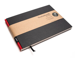 Nachhaltiges Skizzenbuch A5 (Schwarz), Querformat aus 100 % Recyclingpapier „BerlinBook“ - tyyp