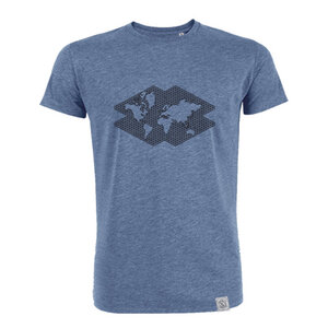 Blume der Welt - Siebdruck T-Shirt M - blau meliert - Sacred Designs