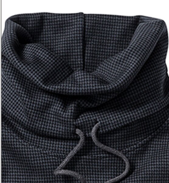 recolution Männer Hoodie Tube Collar Checked black Sweatshirt Tube Collar Grau aus Bio Baumwolle, vegan & fair