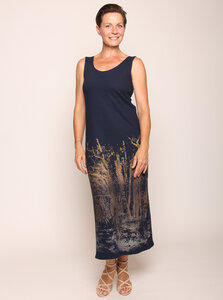 Sommer-Strickkleid Weggabelung - Peaces.bio - handbedruckte Biomode
