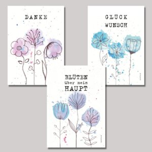 Postkarten Set mit Blumen und Blüten - Fines Papeterie