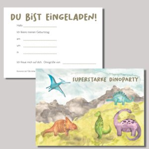 10 Einladungen DINO * Kindergeburtstag * Einladungskarten Din A6 - Fines Papeterie