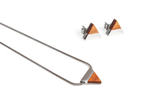 Dreieckiger Set - Ohrringe & Kette mit Anhänger - Holz und Edelstahl Kombination - Verschiedene Farbvarianten - BeWooden