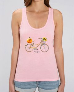 Fahrrad, Sommer, Sonnenblume, Eco - Damen Top aus Bio Baumwolle - DüsselGreen