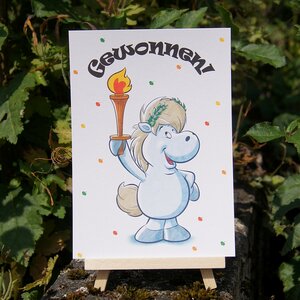 Postkarte Grüße und Wünsche: Triumph - Lipizzaninchen