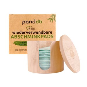 18 Abschminkpads waschbar | aus Bio-Baumwolle mit Bambus Box - pandoo