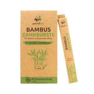 4er Vorteilspackung - Bambus Zahnbürste - vegan & umweltfreundlich - pandoo