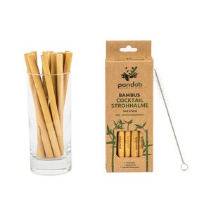 12er-Packung Cocktail-Strohhalme aus 100% Bambus - pandoo