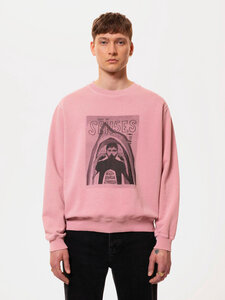 Herren Sweatshirt aus Biobaumwolle mit Print "LASSE ISSUE", Paper Pink - Nudie Jeans