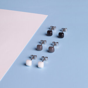 3er Set Ohrringe bunt • Geometrische Ohrstecker aus Glas - ALEXASCHA