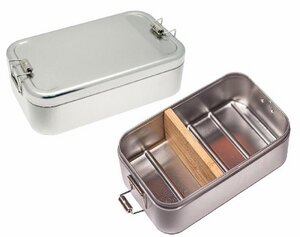 Große Lunchbox XL * Mit Trennsteg aus Bambus * Metall Brotdose - Cameleon Pack