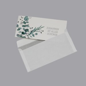 3er Set Klappkarte mit Umschlag * Motiv Eukalyptus * Hochzeitskarte * Gutschein - Fines Papeterie