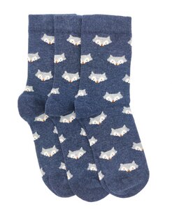 3er Pack GOTS zertifizierte 98 % Bio Baumwolle Socken mit Fuchs Design - BLS Organic