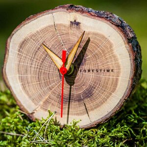 Tischuhr Forestime - stylische Uhr aus echtem Eichenholzstamm - Rio Lindo