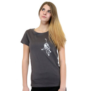 Damen T-Shirt „Kosmonaut“ grau, für Frauen, Galaxie, Astronaut, Weltall - Spangeltangel