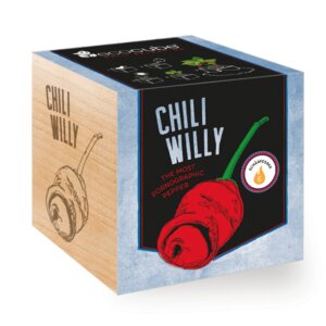 Chilipflanze "Chili Willy" im Holzwürfel - EcoCube