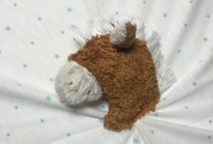 Personalisertes Schmusetuch/ Schnuffeltuch, Greifling "Pferd" ,Farbe : beige oder messing, 100 % Baumwolle-kbA - Pat und Patty