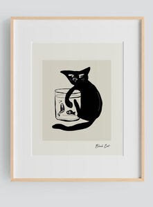 Black Cat - Artprint - Rahmen ist aus FSC®-zertifiziertem Lindenholz - Kultgut
