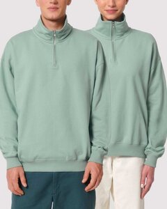 Oversized Sweatshirt mit kurzem Reißverschluss aus reiner Bio-Baumwolle; Unisex Troyer - YTWOO