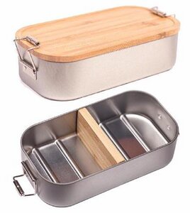 Lunchbox mit Deckel und Trennsteg aus Bambus Holz - Cameleon Pack