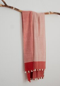 Rot Weißer Schal aus Bio Baumwolle - Raani
