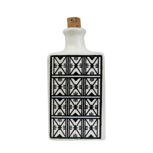 Ölflasche Keramik Ara weiß/schwarz aus Tunesien - Mitienda Shop