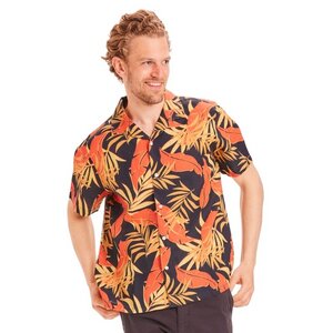 Herren Kurzarmhemd "Wave Palm Print Shirt" - Vegan, Pureed Pumpkin - KnowledgeCotton Apparel