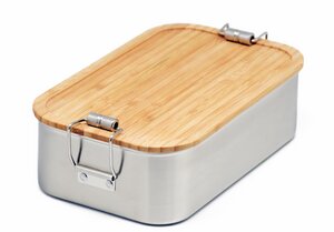 XL Edelstahl Lunchbox mit Deckel aus Bambus Holz - Cameleon Pack