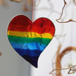 Handgemachter Suncatcher Regenbogen Herz aus Resin - Mitienda Shop