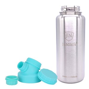 JuNiki`s isolierte Edelstahl Trinkflasche 1 Liter mit Double Neck Deckel - JN JuNiki's