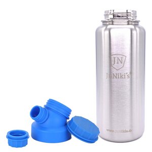 JuNiki`s isolierte Edelstahl Trinkflasche 1 Liter mit Double Neck Deckel - JN JuNiki's