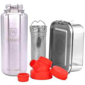Set "Blume des Lebens": Lunchbox + 1 Liter Edelstahltrinkflasche + Teefilter - JN JuNiki's