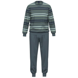 Herren Schlafanzug Pyjama-Set blau lang Bio-Baumwolle - Ammann
