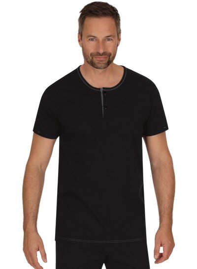 Trigema - Männer T-Shirt Knopfleiste aus Biobaumwolle, schwarz |  Avocadostore