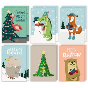 12er Set Weihnachtspostkarten - käselotti