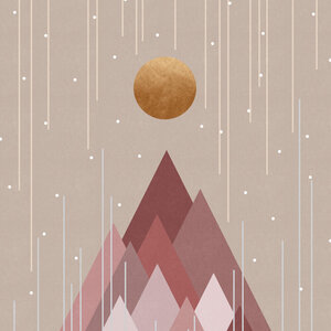 Wandbild / Kunstdruck / Poster / Leinwand - Sun & Mountains Coral Pink - Photocircle