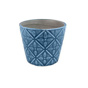 Blumentopf aus Keramik blau 10cm, handgemacht - Mitienda Shop