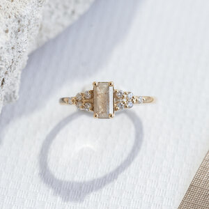 Ring mit einem Salt and Pepper Diamanten in Emerald-Form und Diamanten Mikolaj - Eppi