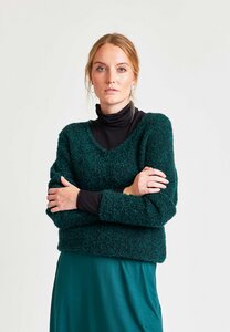 Bouclé Pullover mit Seide und V-Neck-Ausschnitt für Damen - Kaja - Lana natural wear